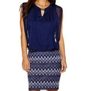 Perceptions Blue with white and silver Dress